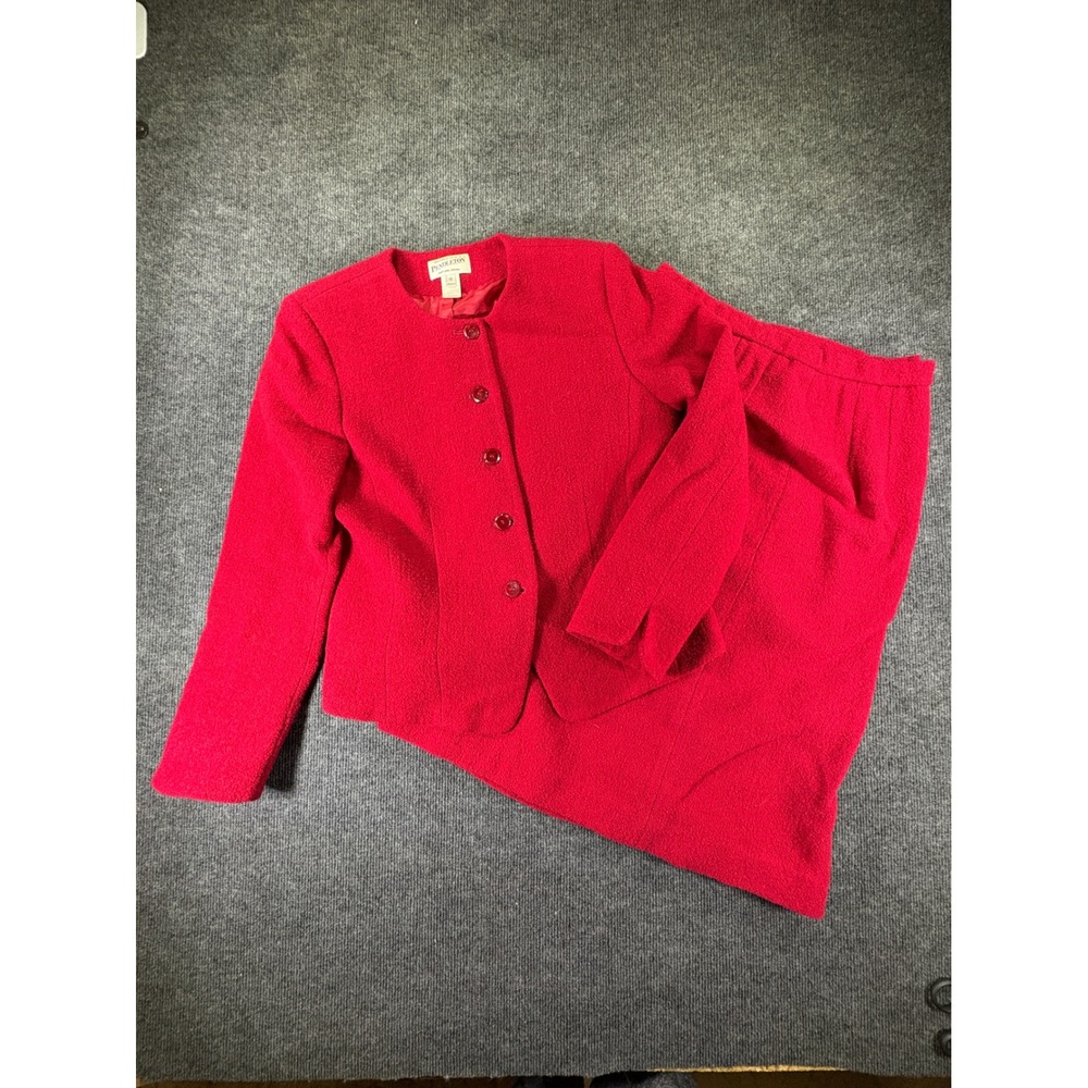 Pendleton Red Wool Skirt Suit Set Jacket and Skirt Size 10 Made in USA Vintage